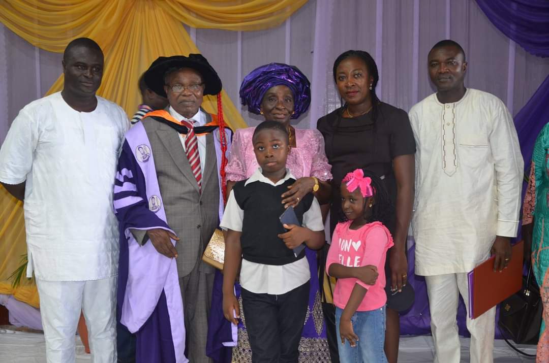 Professor Osagie with family at an academic celebration
