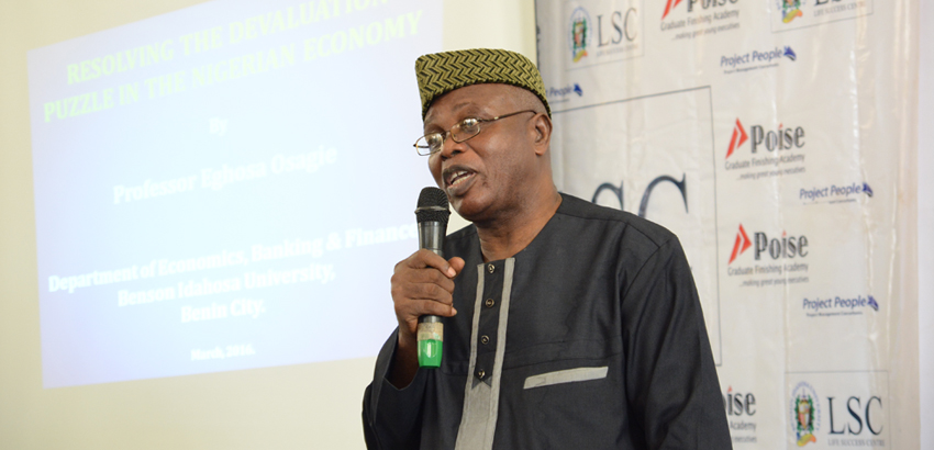 Professor Osagie delivering a public policy address